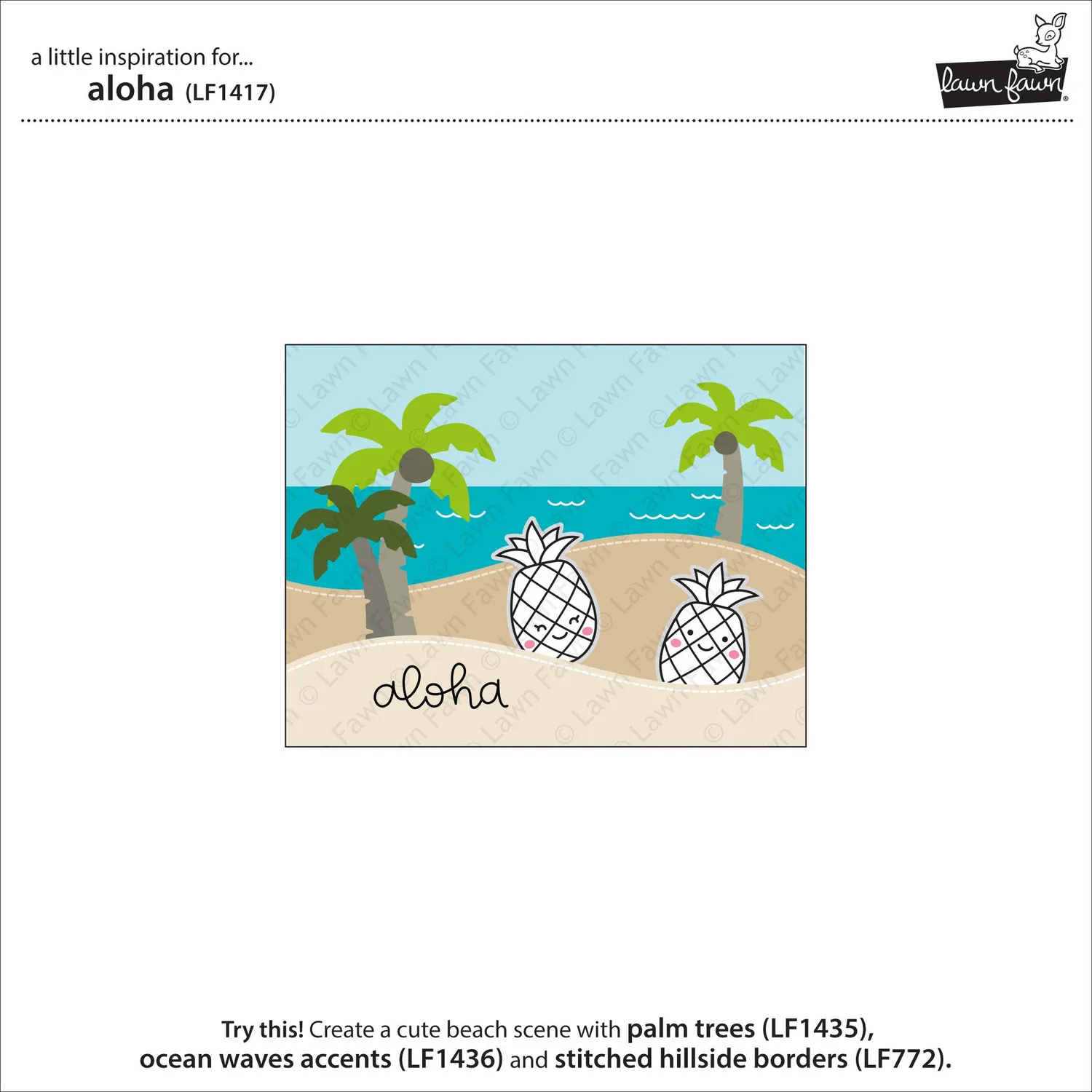 Lawn Fawn Aloha Stempelset Clear Stamps Mini Ananas