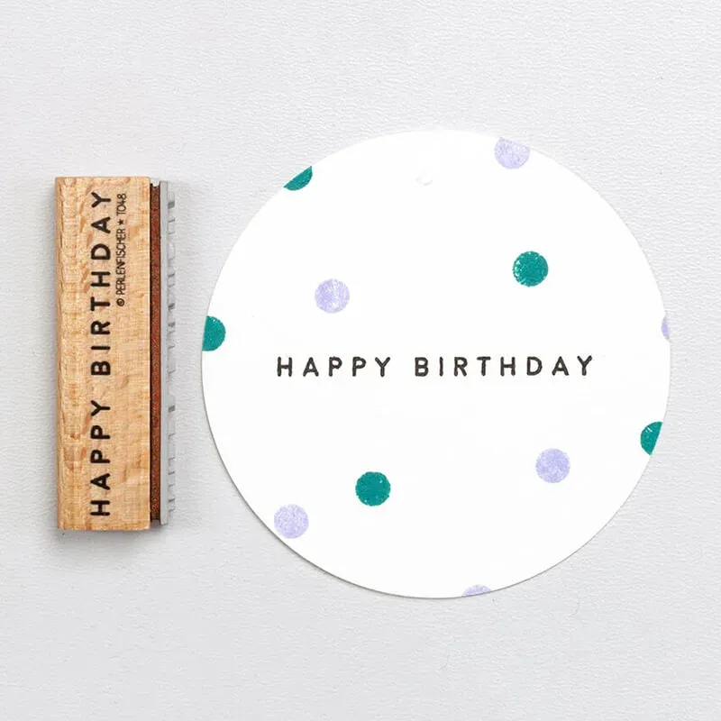 Perlenfischer Happy Birthday 5 Stempel Geburtstag 3x50mm