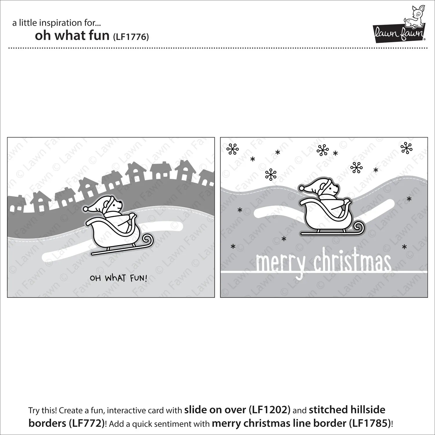 Lawn Fawn Oh What Fun Stempel Bär im Schlitten Mini