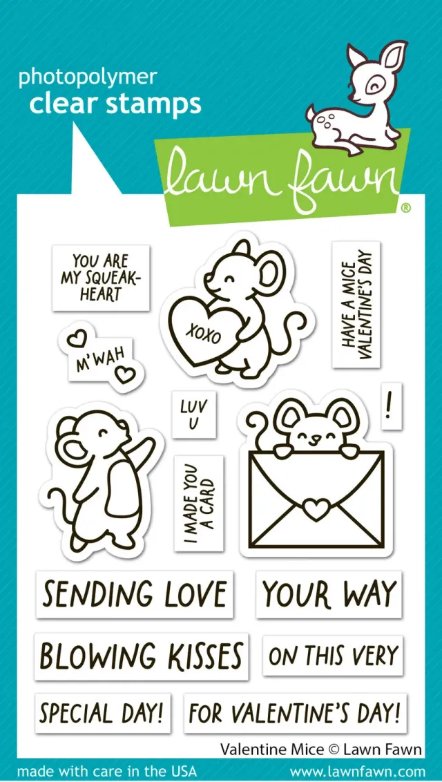Lawn Fawn Valentine Mice Stempelset Valentinstag Mäuse
