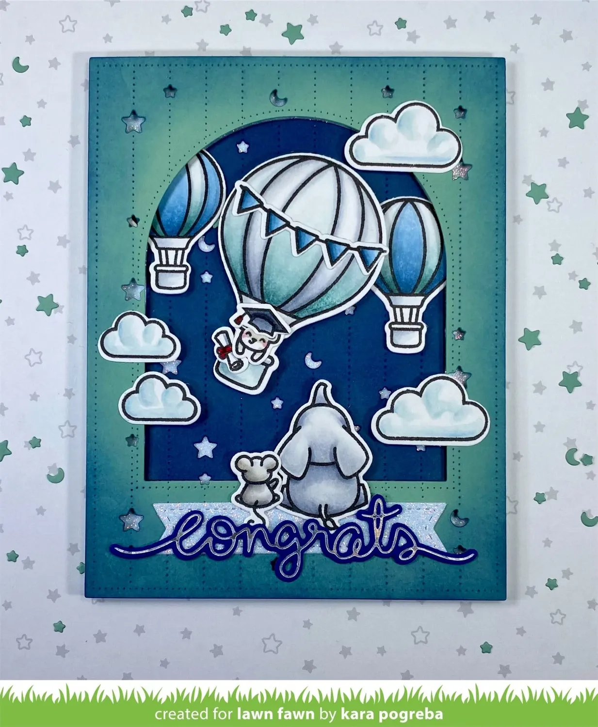 Lawn Fawn Lawn Cuts Dotted Moon and Stars Backdrop Portrait Stanze