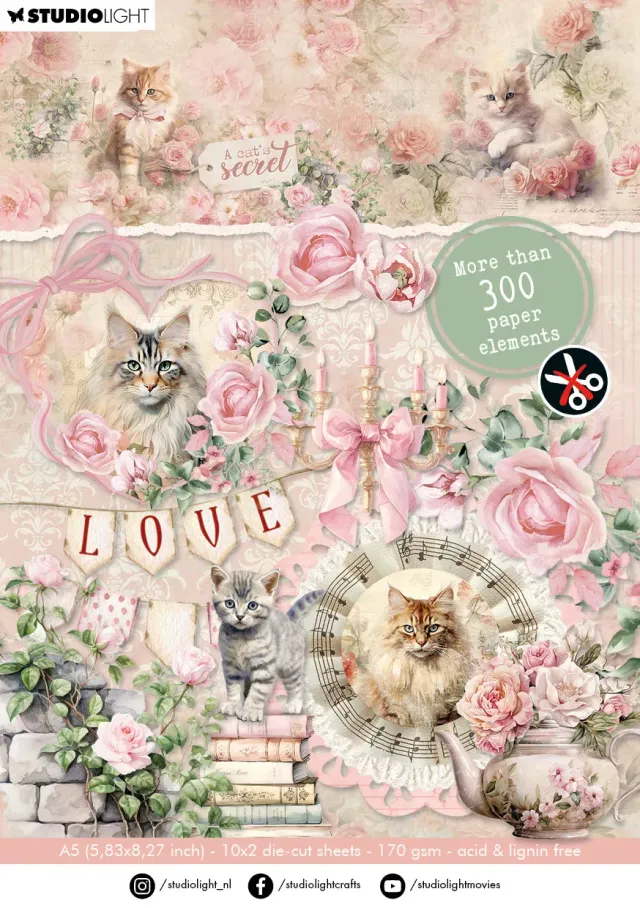 StudioLight A Cat's Secret Paper Elements Papierblock 20 Blatt