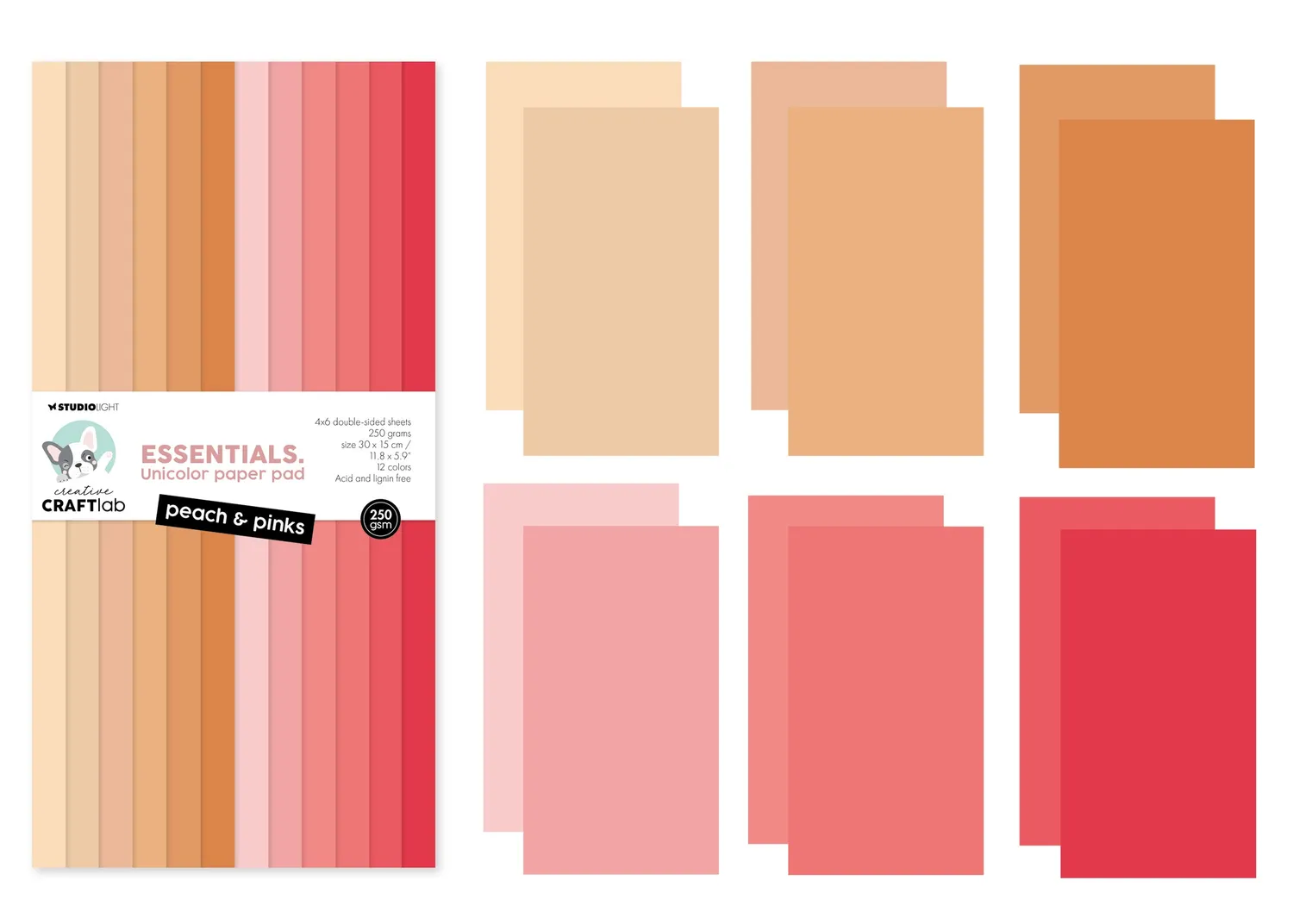 StudioLight Creative Craftlab Unicolor Paper Pad Peach Pinks Papierblock