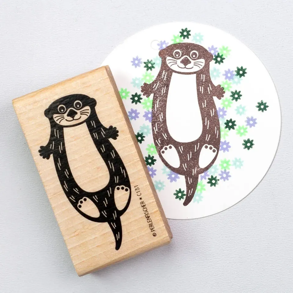 Perlenfischer Otter Stempel 32x62 mm Holz