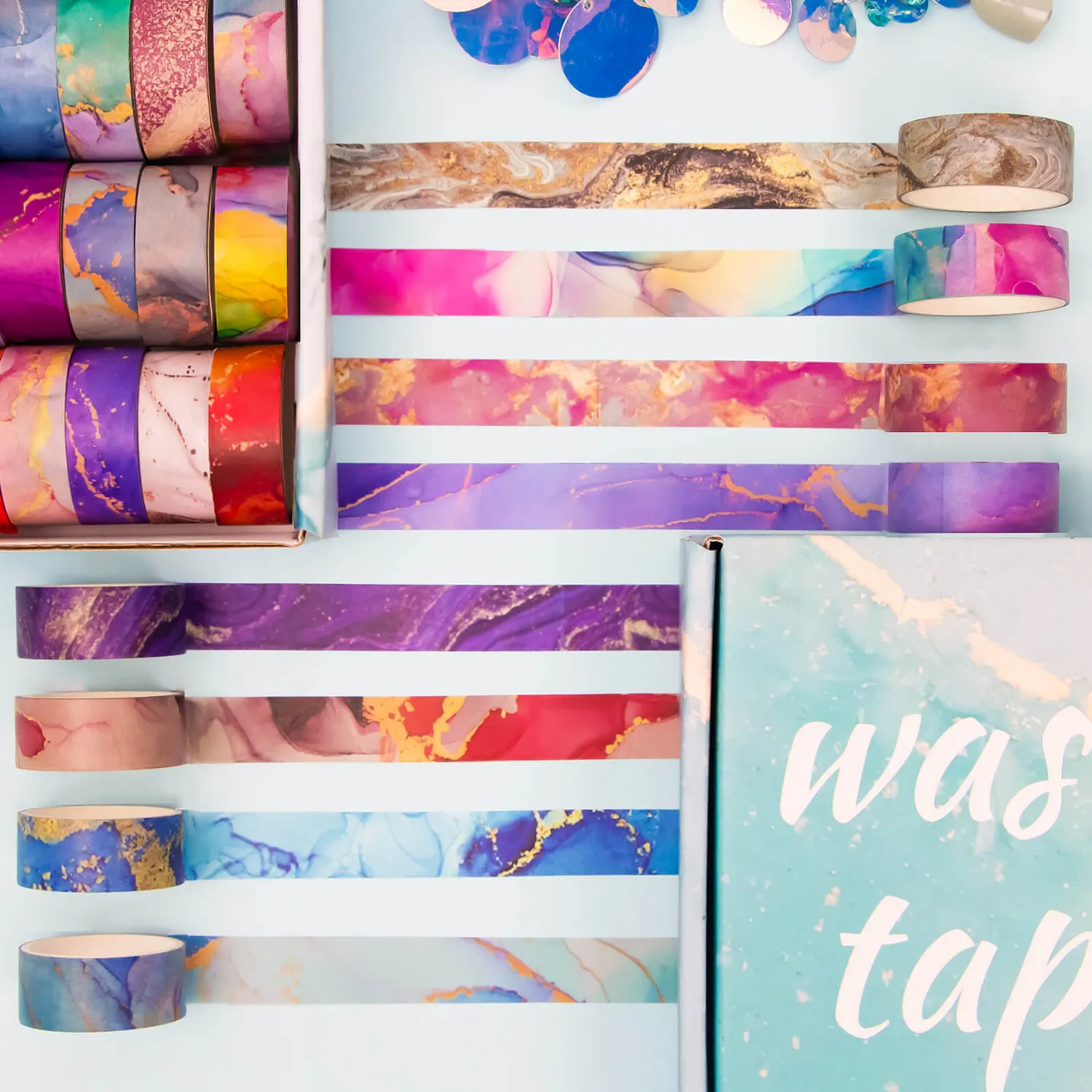 Ieebee Marble Ink Flow Gold Vein Washi-Tape 48 Rollen Marmor
