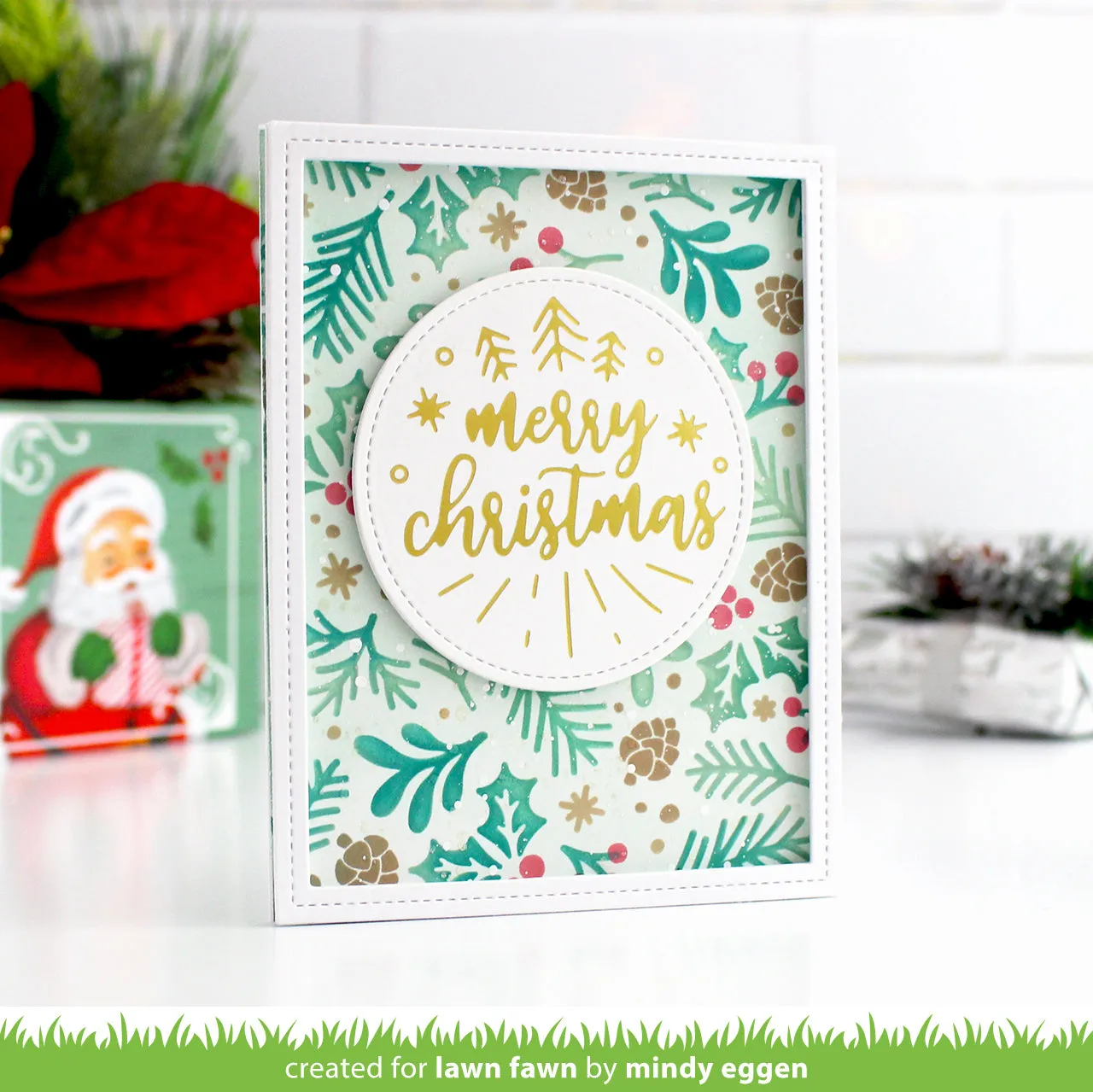 Lawn Fawn Foiled Sentiments Merry Christmas Heißfolienplatte glänzend
