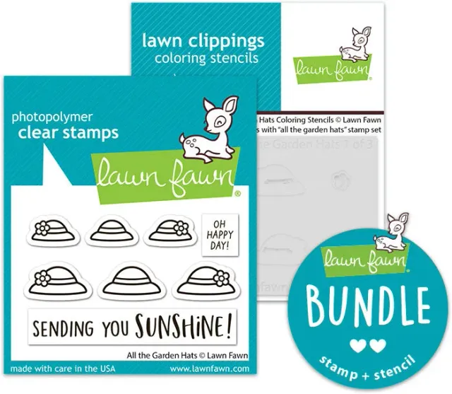 Lawn Fawn All the Garden Hats Stempel + Schablonen Bundle Garten