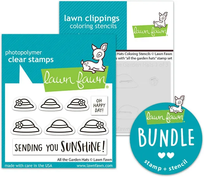 Lawn Fawn All the Garden Hats Stempel + Schablonen Bundle Garten