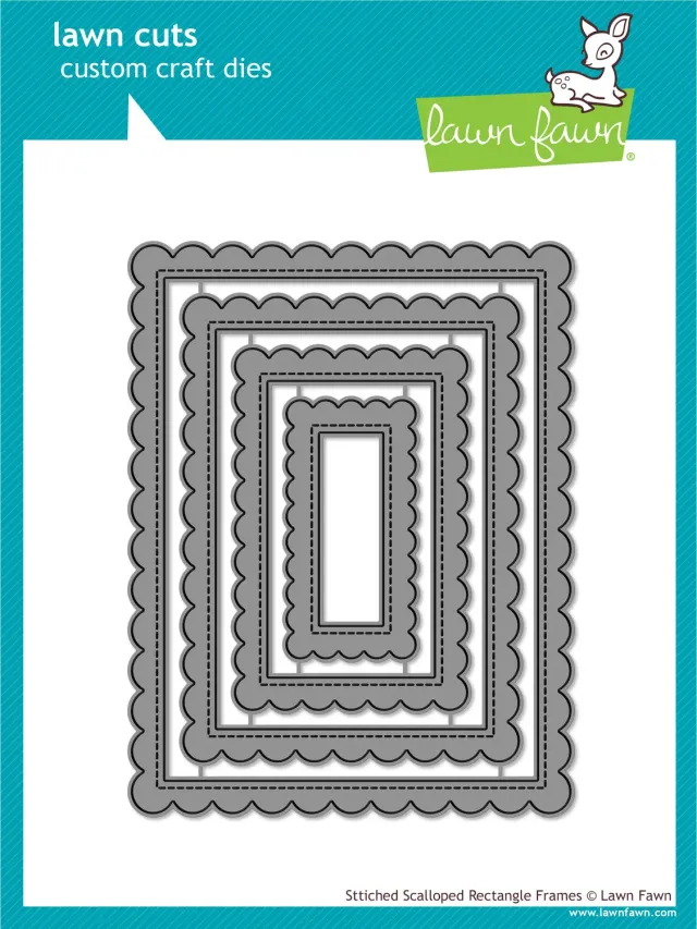Lawn Fawn Stitched Scalloped Rectangle Frames Stanzen 4 Größen