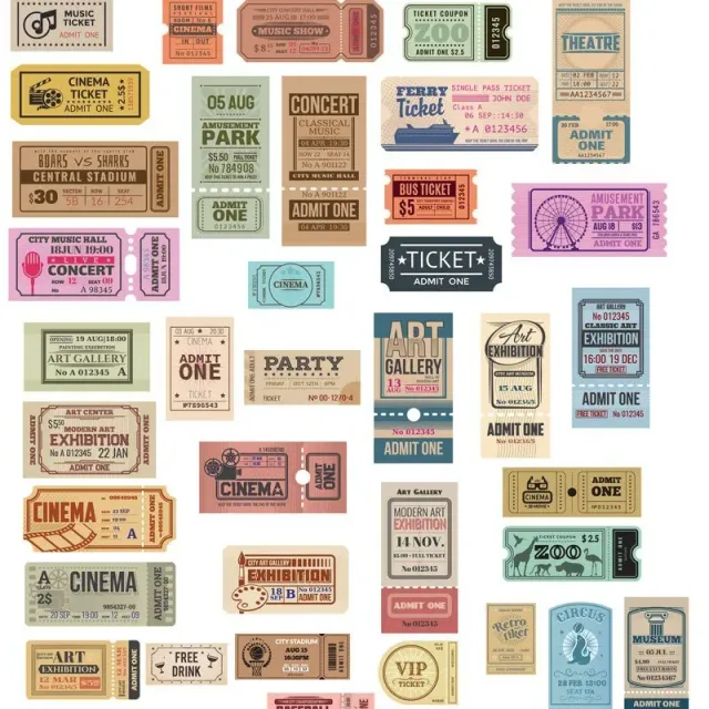 Ieebee Retro Ticket Washi Sticker 50 Stück