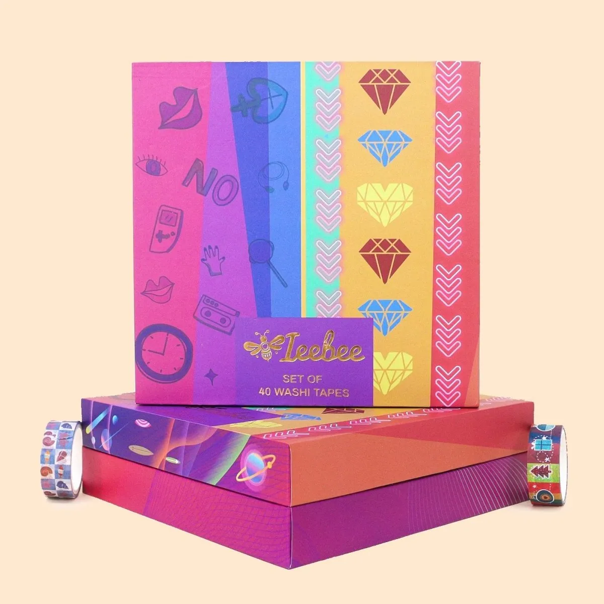 Ieebee Neon Washi Tape Set 40 Rollen Deko-Klebeband