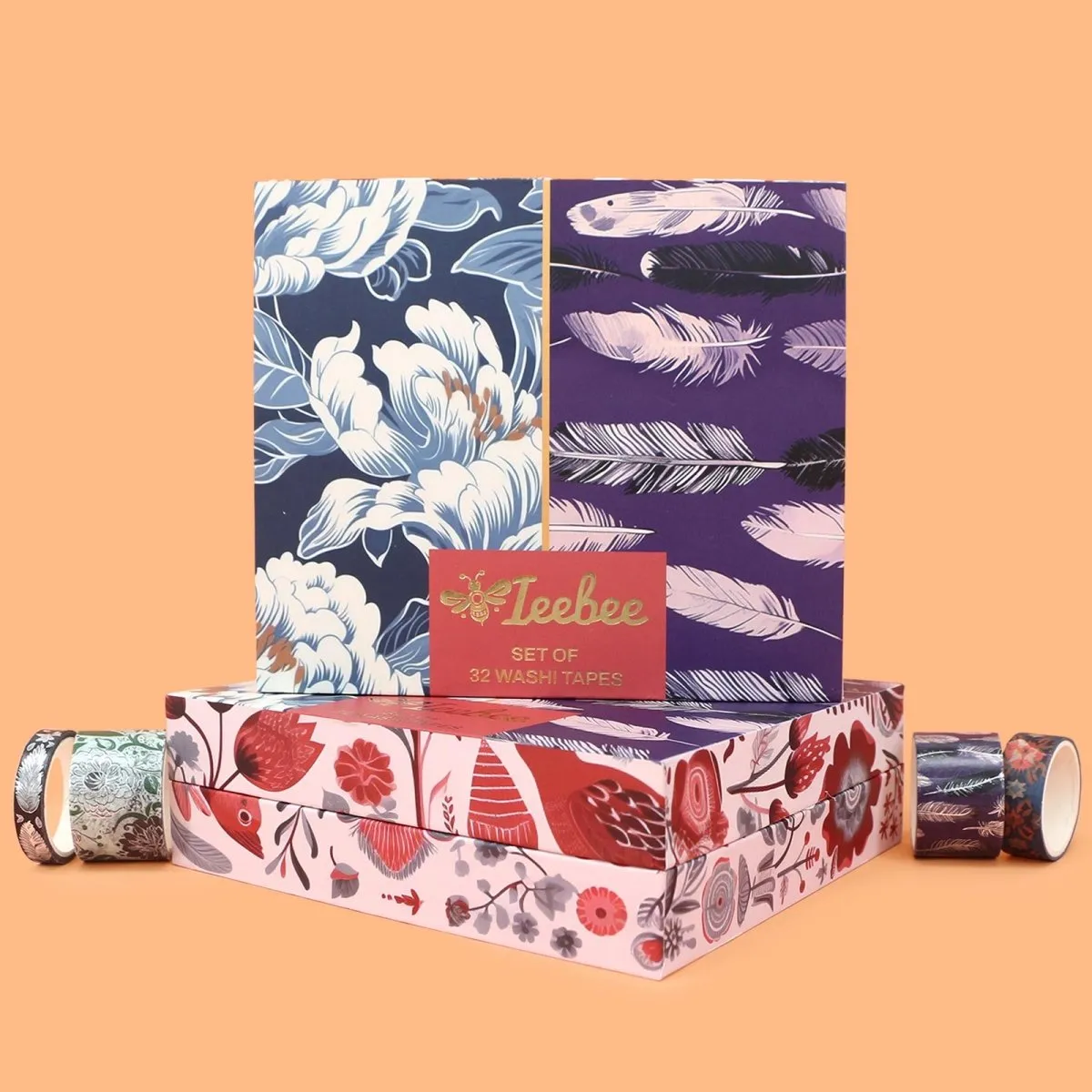 Ieebee Vintage Floral Washi Tape Set 32 Rollen Silber