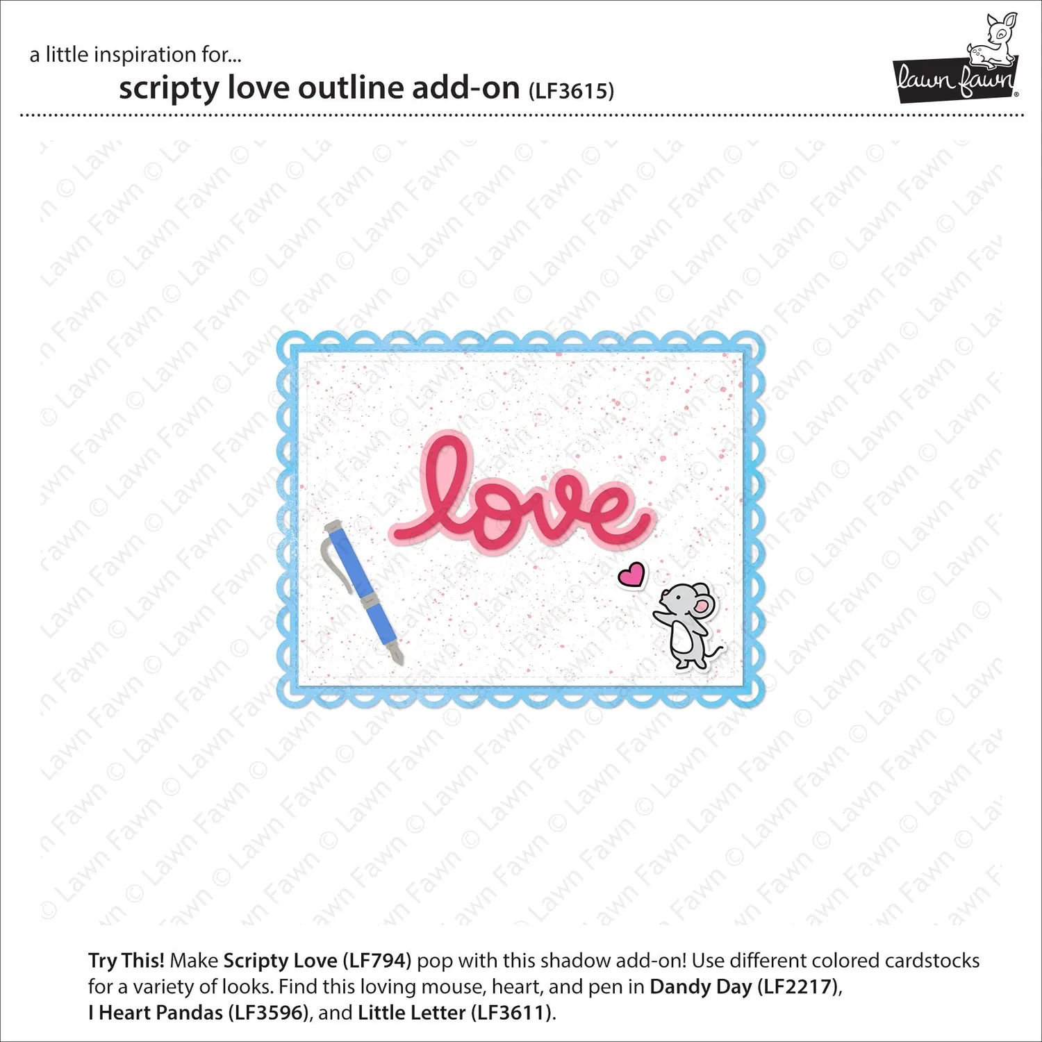 Lawn Fawn Scripty Love LF3615 Stanzschablone Outline