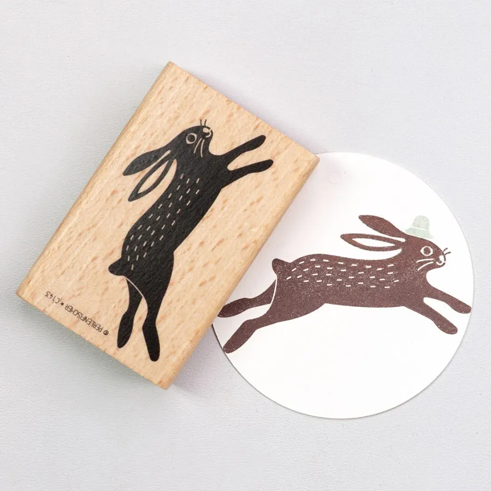 Perlenfischer Hase springend Stempel 72x37 mm Ostern
