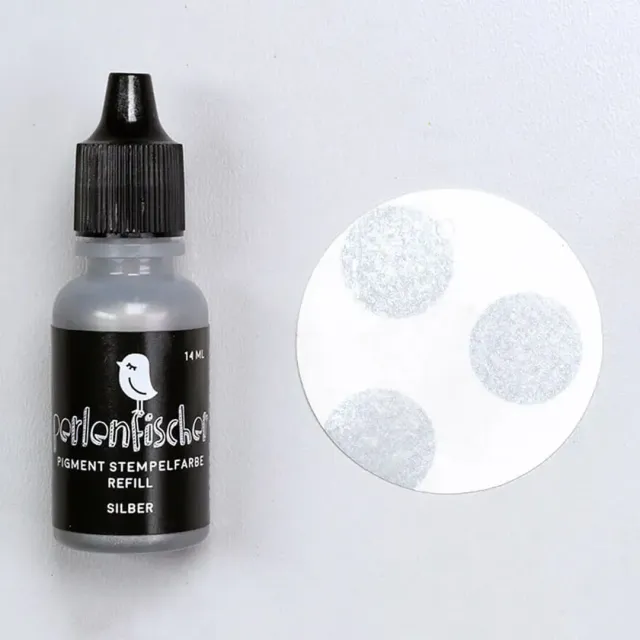 Perlenfischer Pigment Stempelfarbe Refill 14 ml Silber