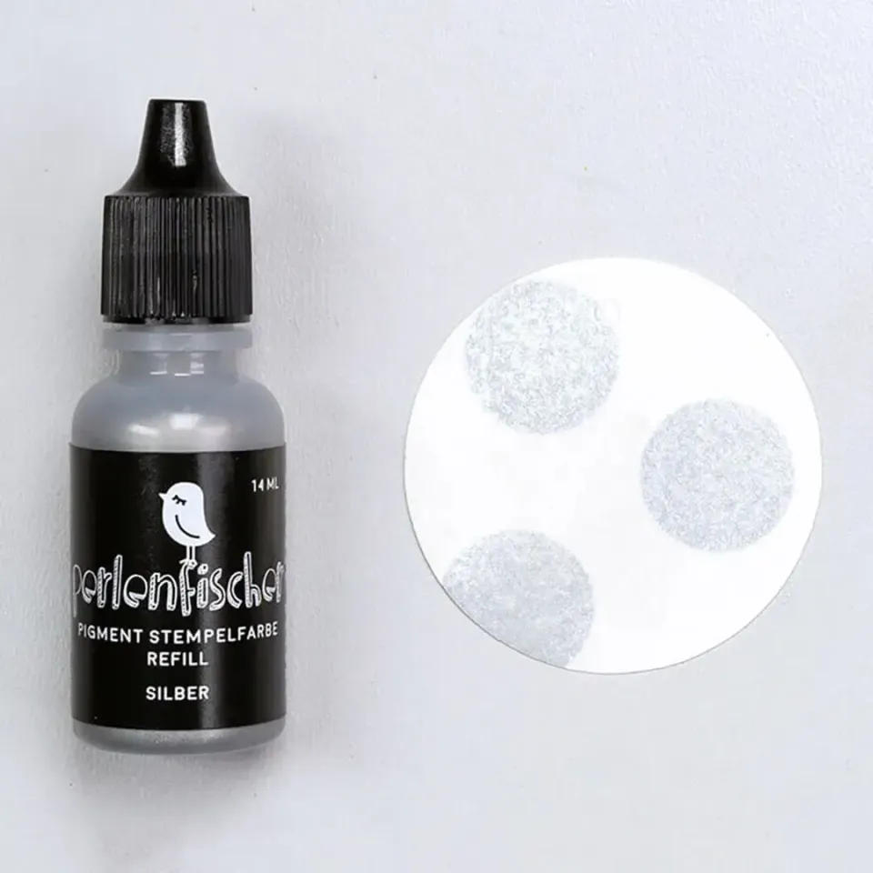 Perlenfischer Pigment Stempelfarbe Refill 14 ml Silber
