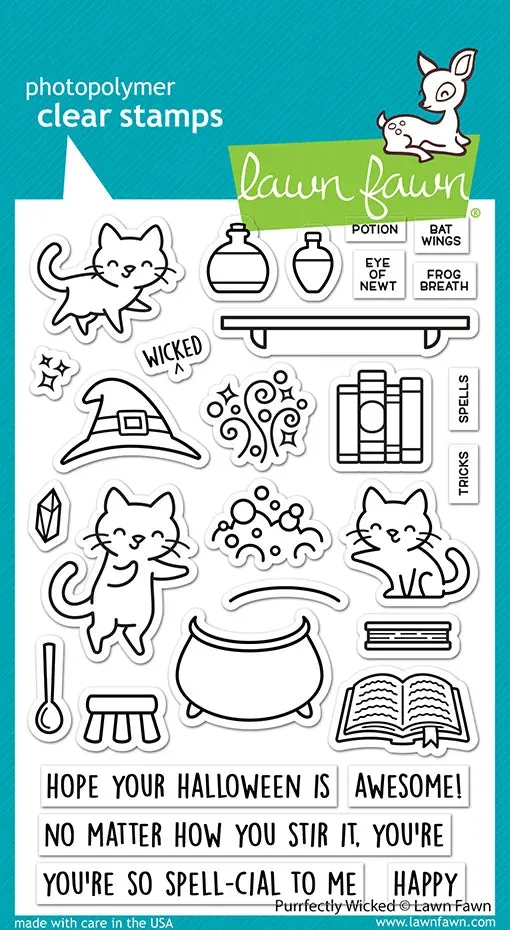 Lawn Fawn Purrfectly Wicked LF2664 Clear Stamps Halloween Katzen