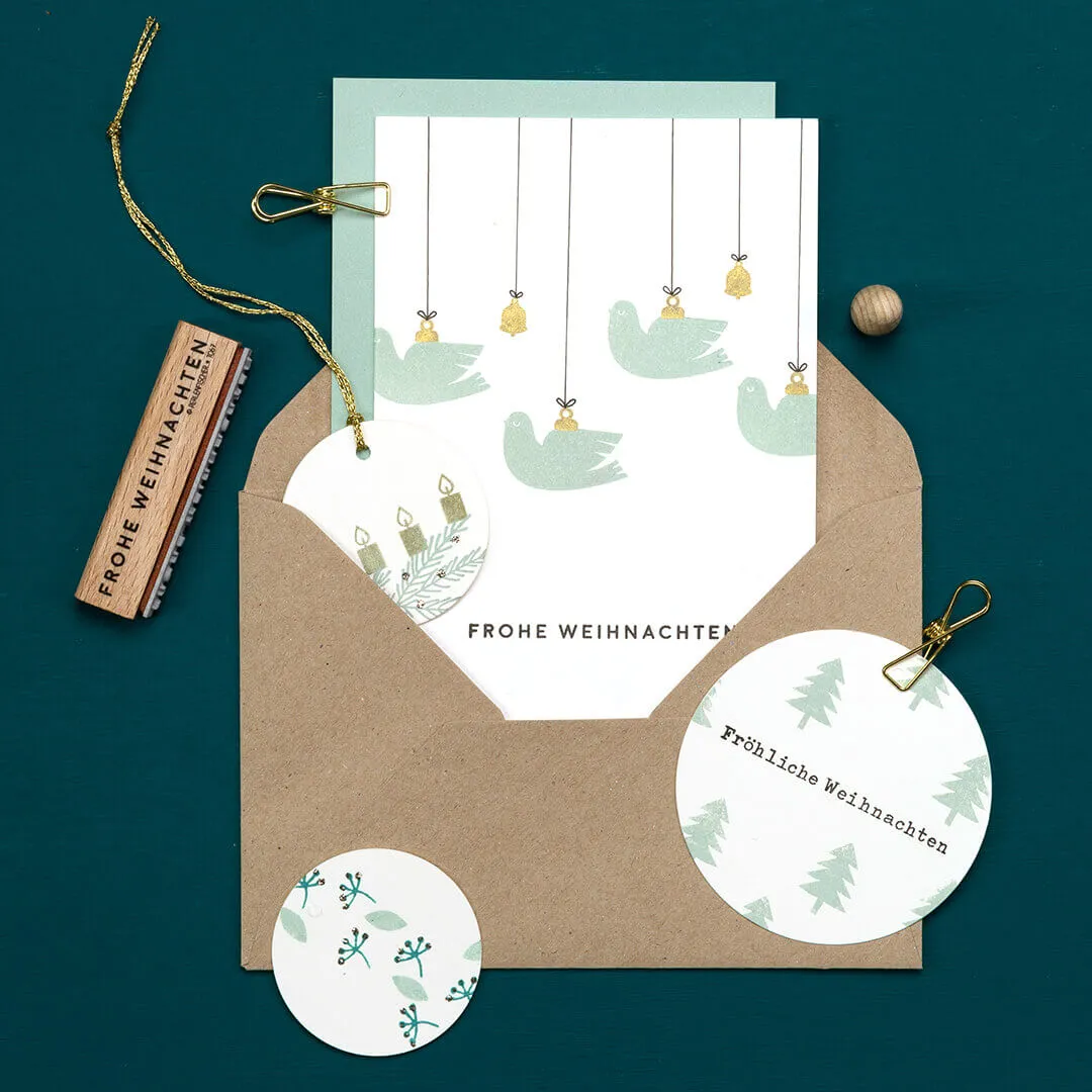 Perlenfischer Frohe Weihnachten Stempel 64 mm Schriftzug