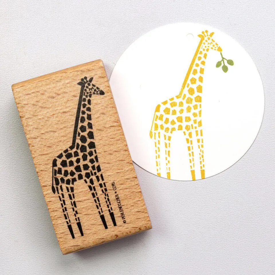 Perlenfischer Giraffe Stempel 73x37 mm Holz Tiere