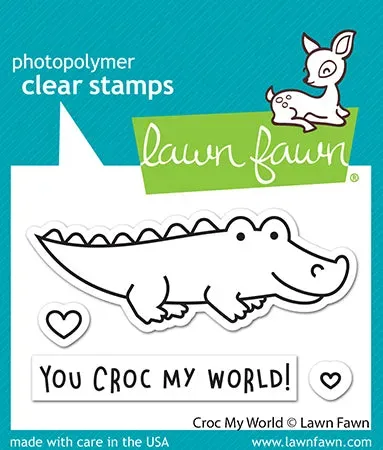Lawn Fawn Croc My World Stempel Krokodil mit Herz
