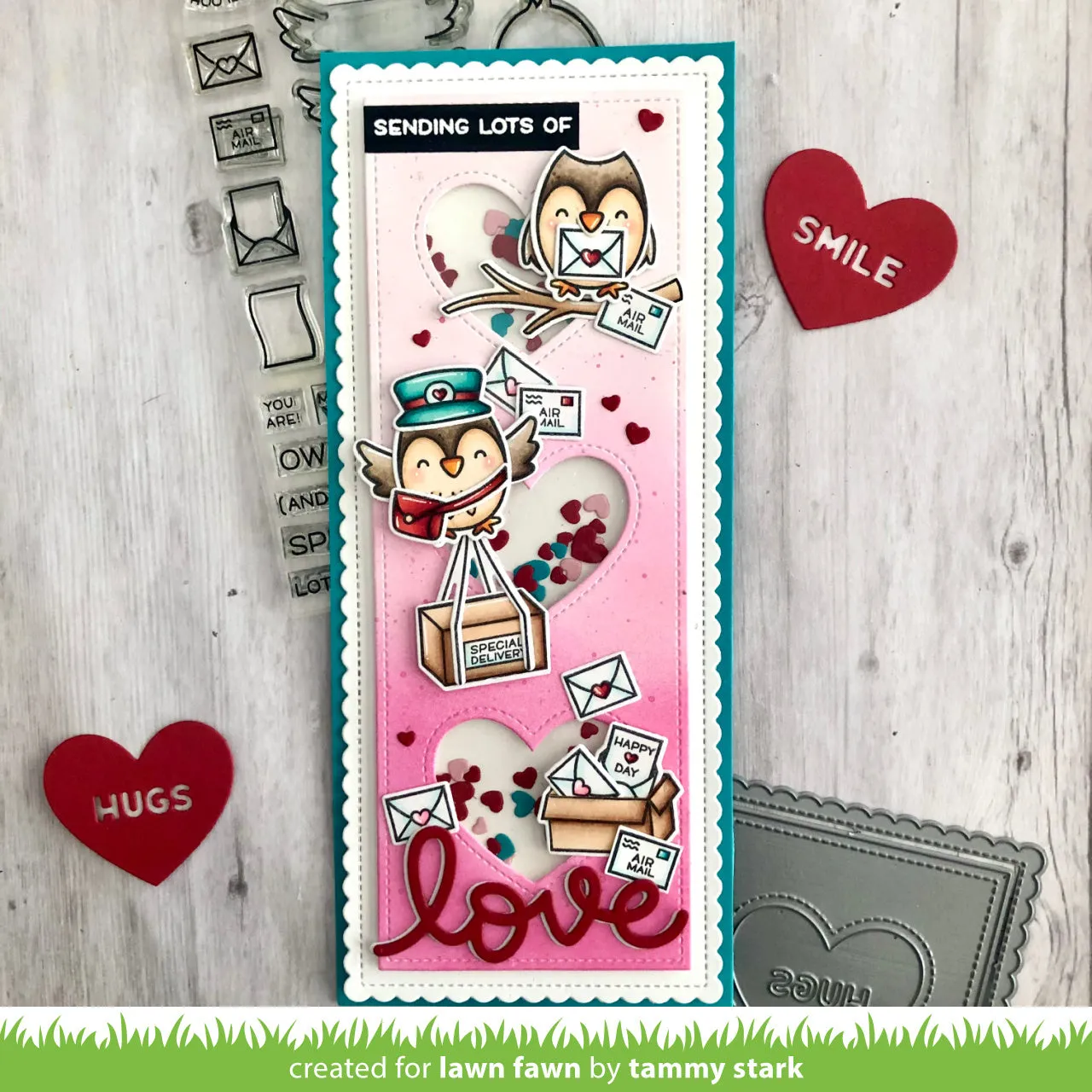 Lawn Fawn Scalloped Slimline with Hearts Stanze Portrait