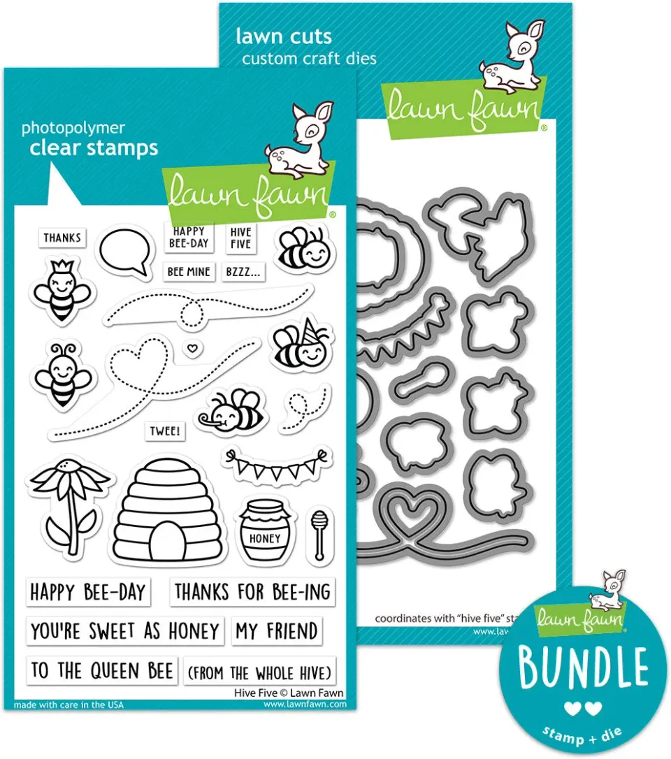 Lawn Fawn Hive Five Stempel+Stanzen Bundle Biene