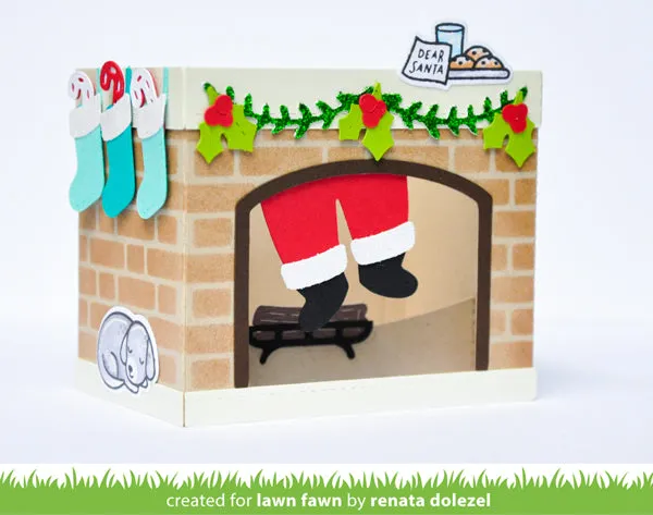 Lawn Fawn Shadow Box Card Fireplace Add-On Stanzen