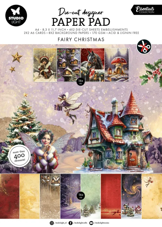 Studio Light Essentials Die-cut Paper Pad Fairy Christmas A4 28 Blatt