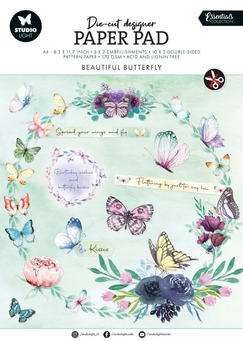 StudioLight Essentials Beautiful Butterfly Die-Cut Block Schmetterling