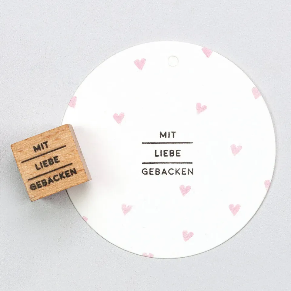 Perlenfischer Mit Liebe gebacken Stempel 14x18 mm
