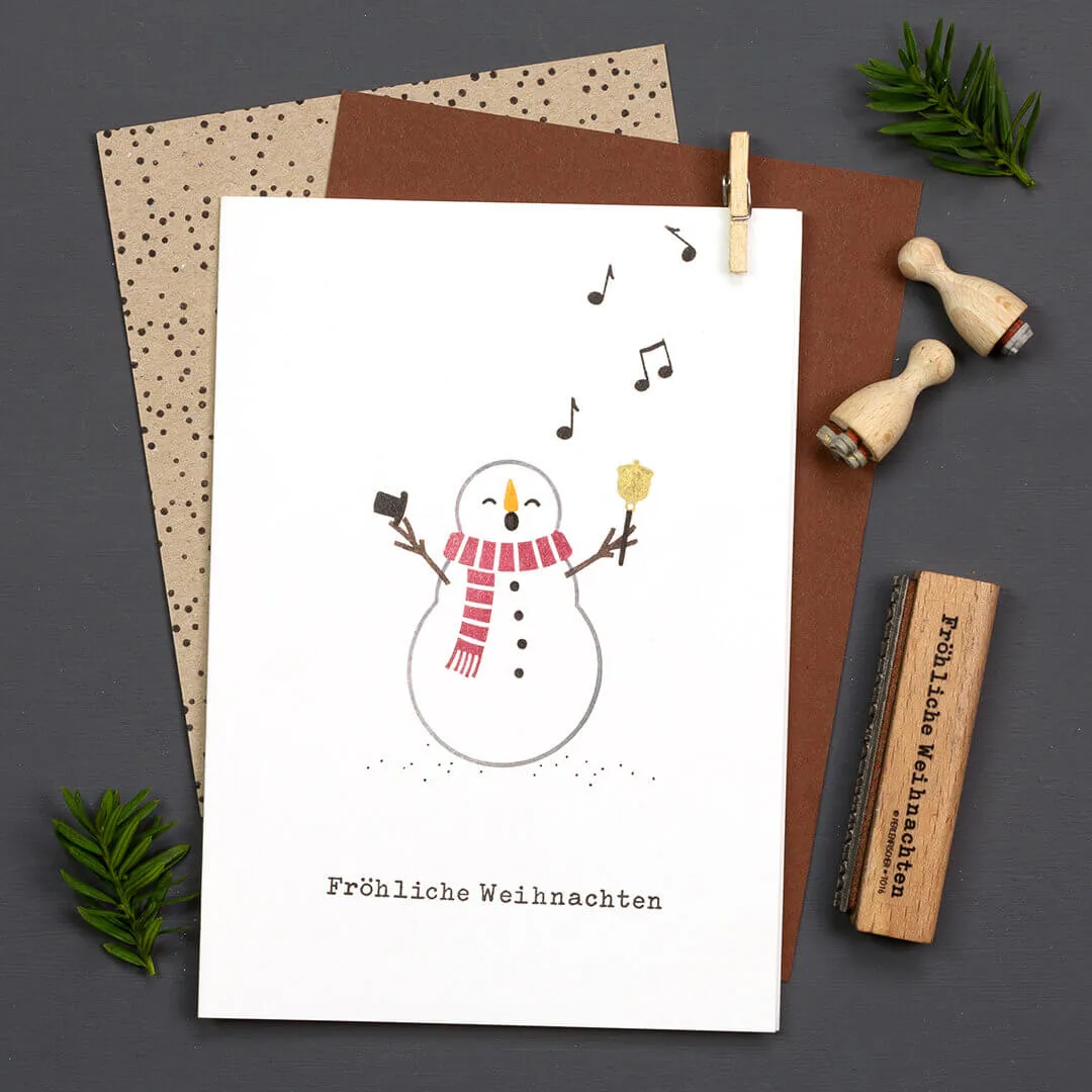 Perlenfischer Schneemann Stempel 35 x 55 mm Holz