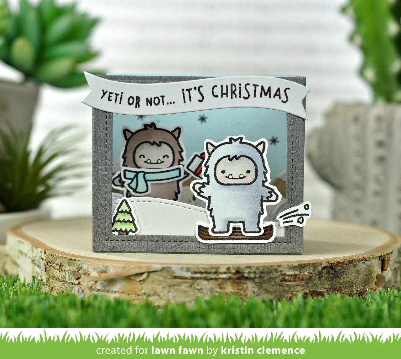 Lawn Fawn Shadow Box Mountain Add-On Stanzen Winter