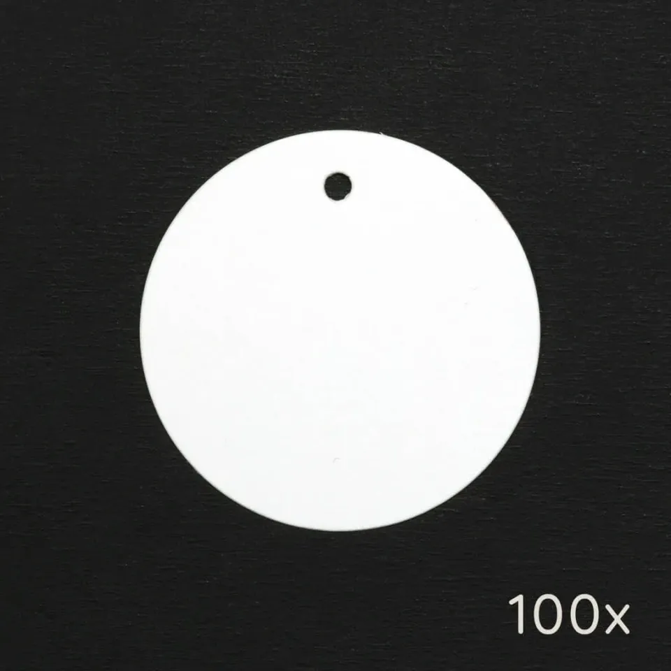 Perlenfischer Papieranhänger Rund 50 mm 100 Stück weiß blanko