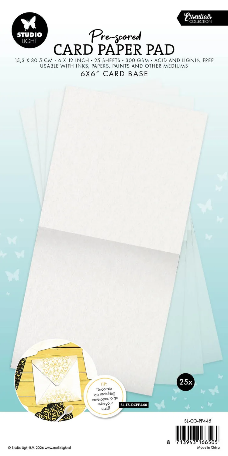 Studio Light Essentials Card Paper Pad Karten weiß 6x6 vorgfalzt