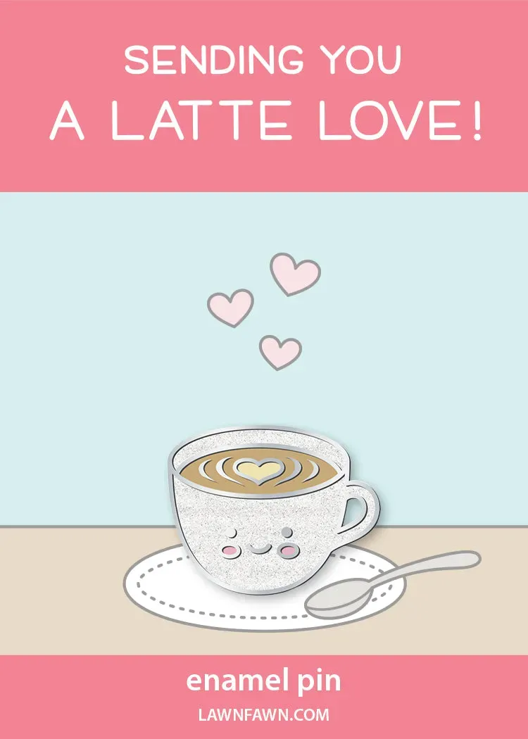 Lawn Fawn A Latte Love Emaille Pin Kaffee Glitzer 2,5 cm