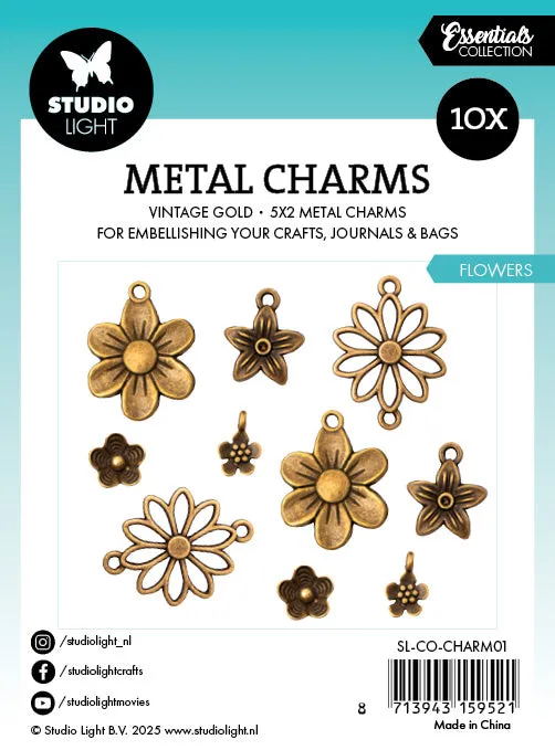 StudioLight Essentials Metal Charms Blumen Anhänger 10 Stück Vintage
