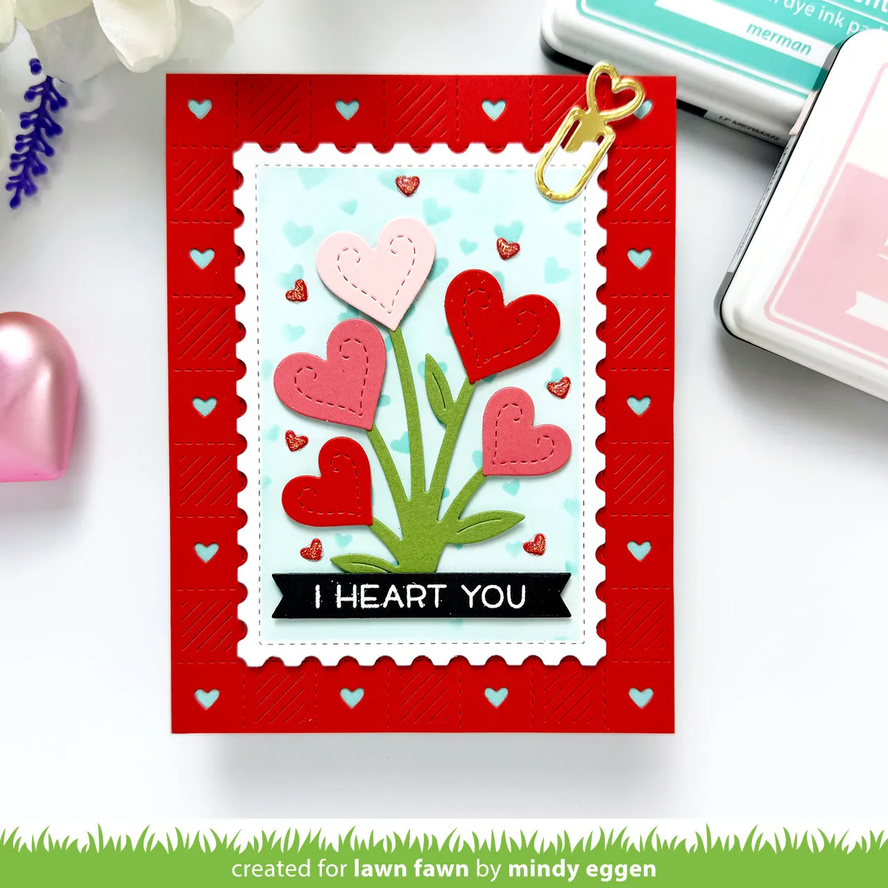 Lawn Fawn Lawn Cuts Checkered Hearts Backdrop Stanzschablone