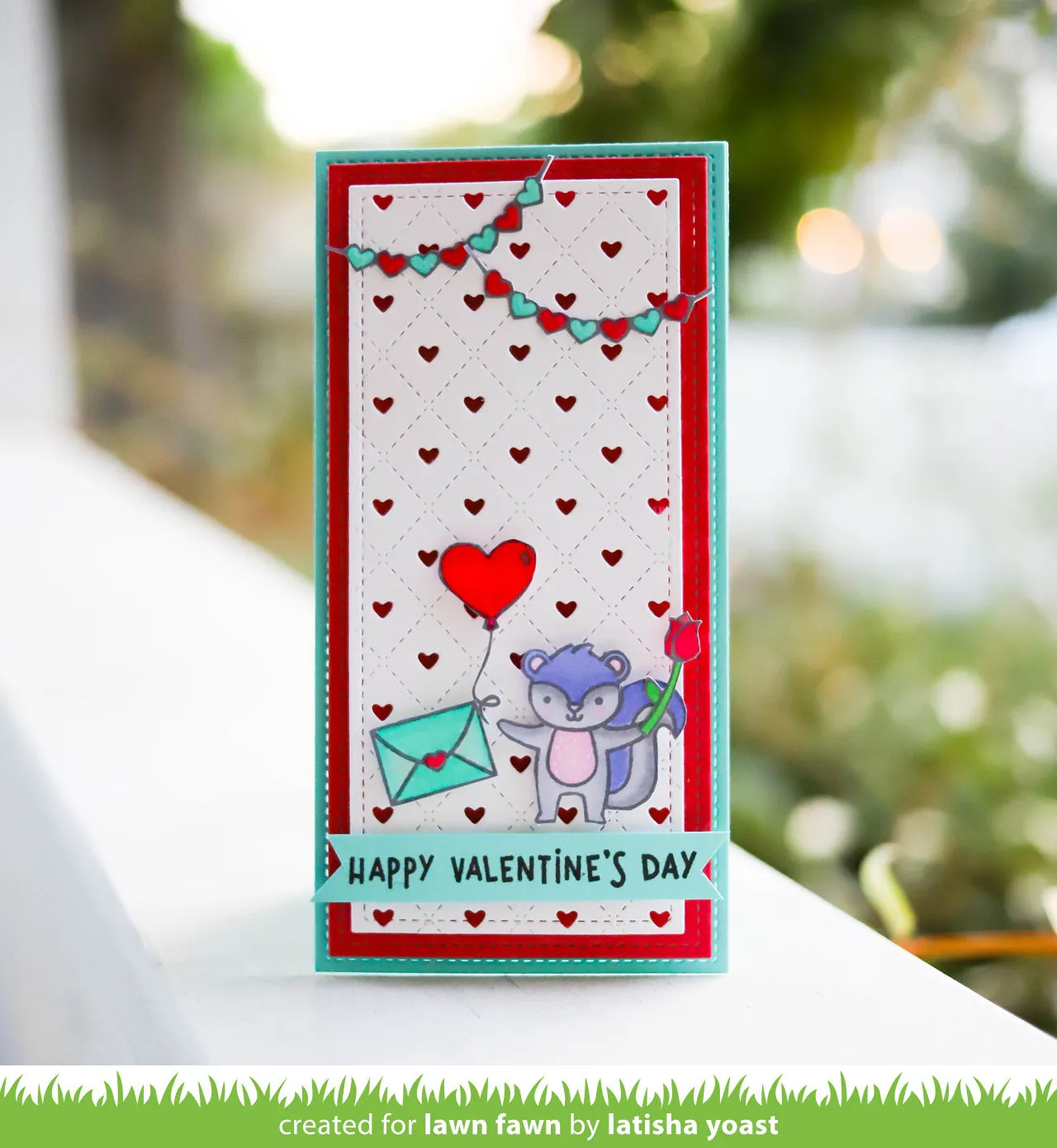 Lawn Fawn Quilted Heart Backdrop Portrait Stanzschablone Herz-Hintergrund