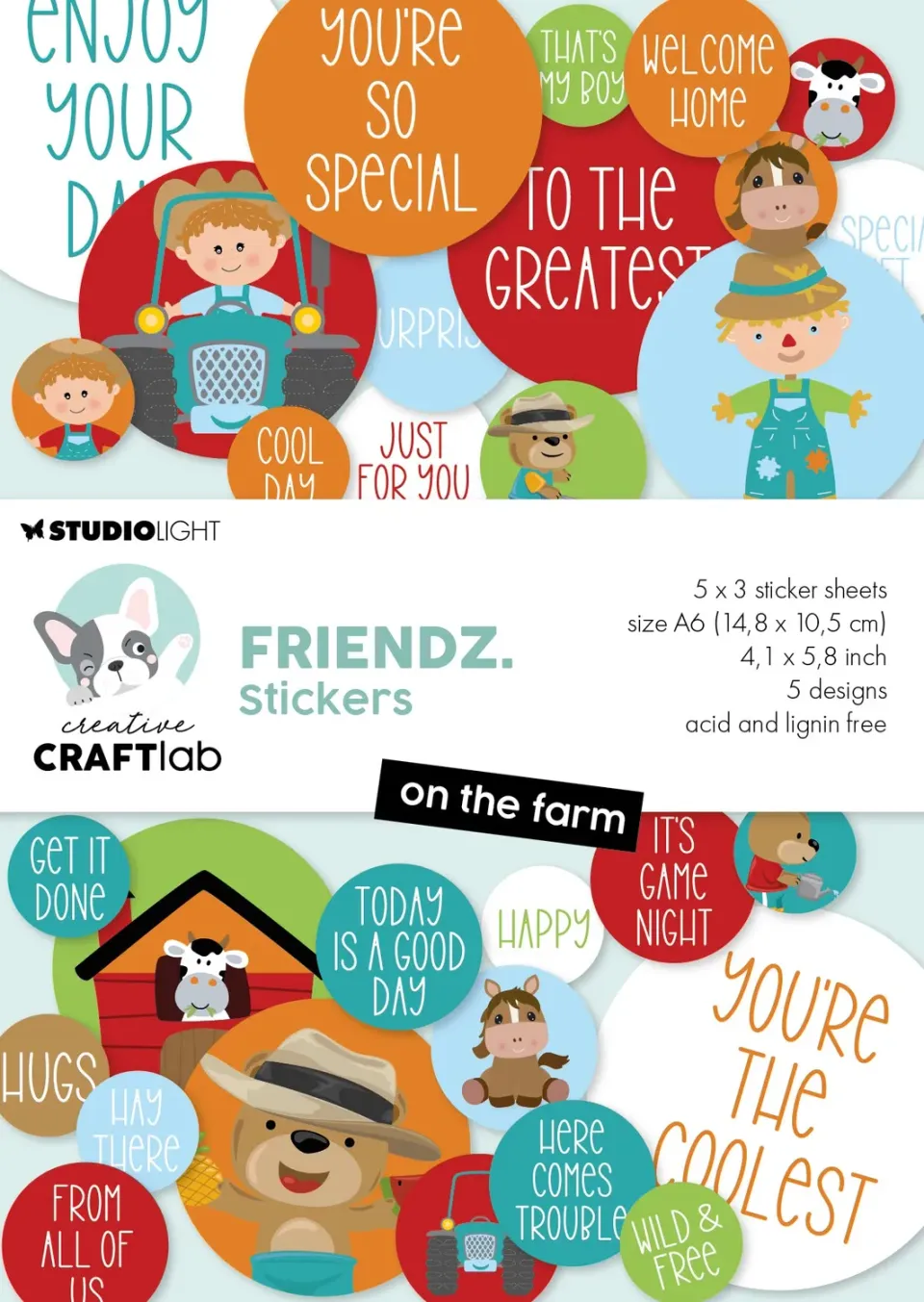 StudioLight Creative Craftlab Friendz On the farm Stickerblock