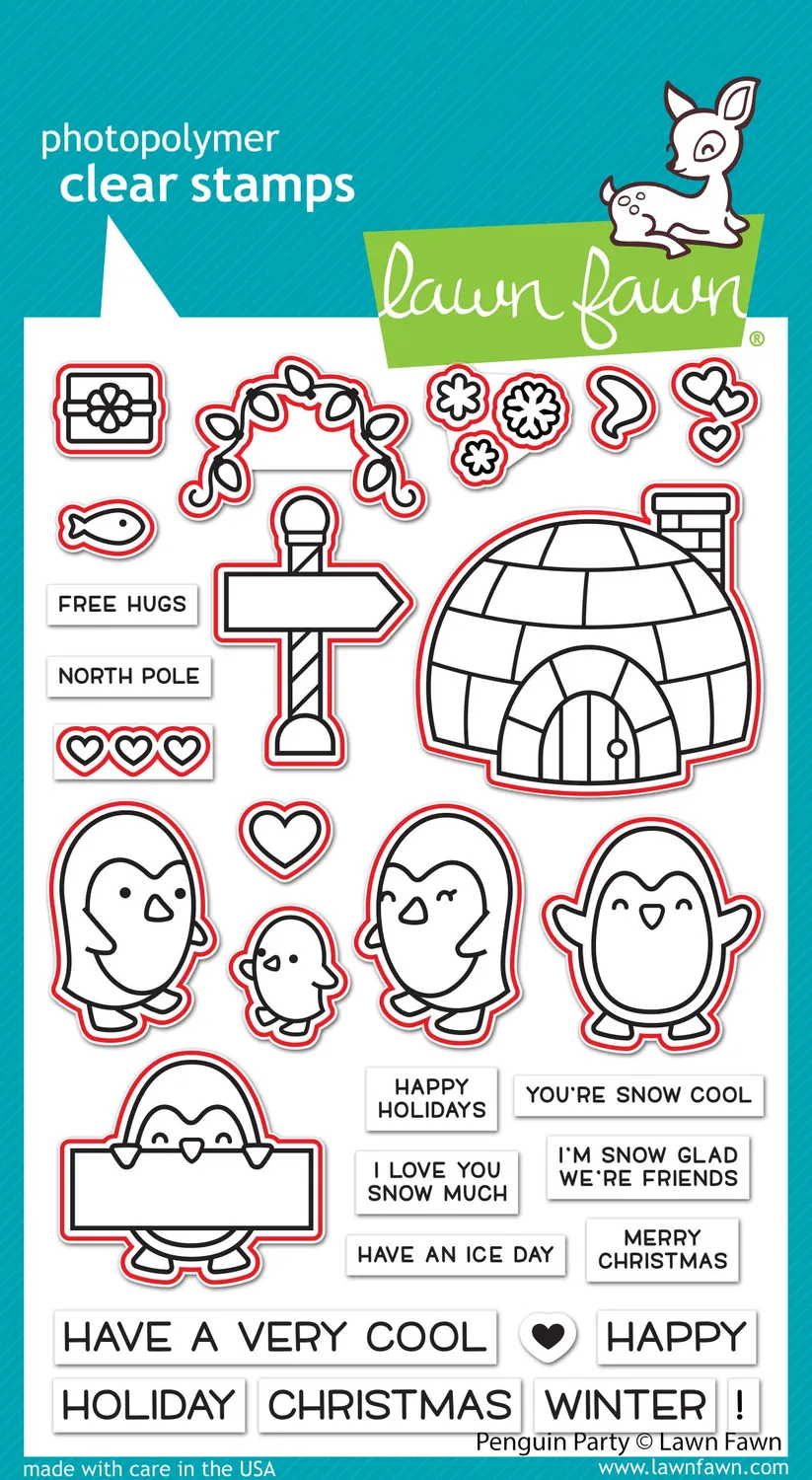 Lawn Fawn Penguin Party LF2675 Stanzschablonen Pinguin-Set