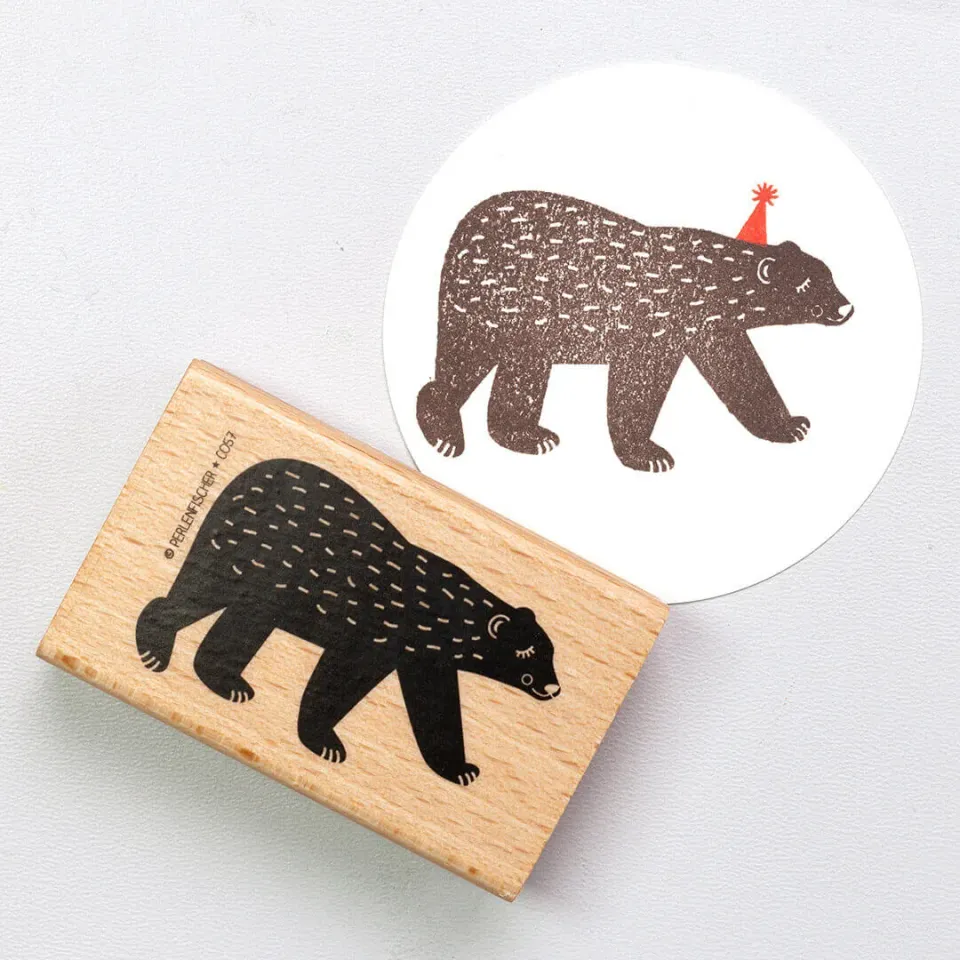 Perlenfischer Eisbär Stempel 39x60 mm Holz