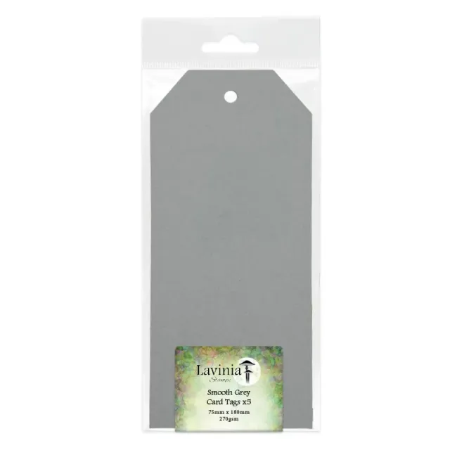 Lavinia-Stamps Smooth Grey Card Tags 75x180mm glatt