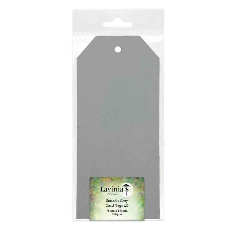 Lavinia-Stamps Smooth Grey Card Tags 75x180mm glatt