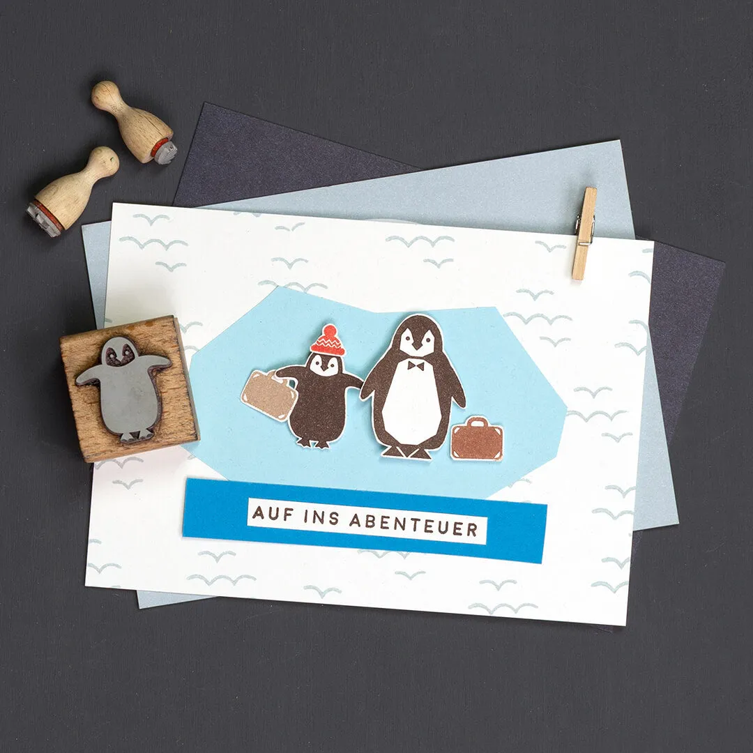 Perlenfischer Pinguinbaby 2 Stempel Holz 25 x 27 mm