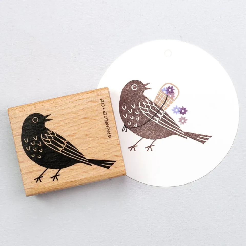 Perlenfischer Blackbird Stempel Amsel 45x37 mm