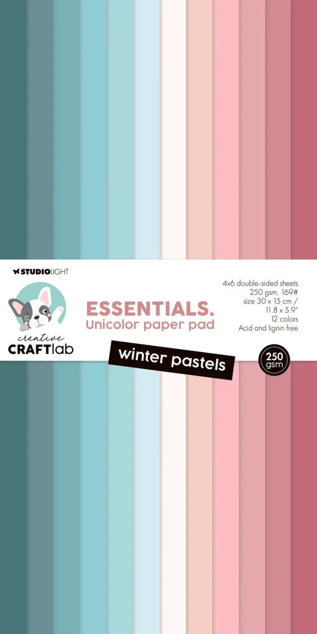 Creative Craftlab Essentials Unicolor Papierblock Winter Pastell