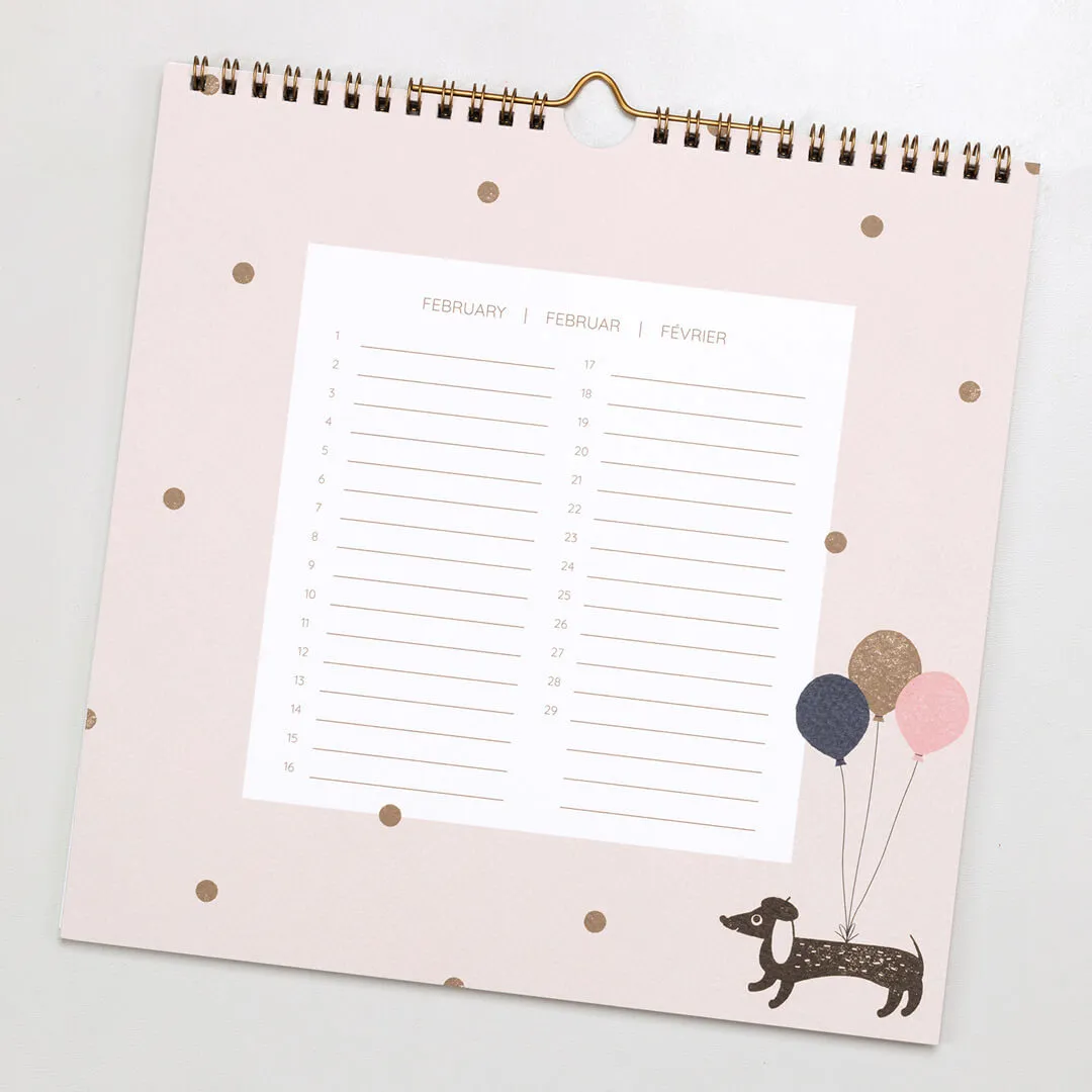 Perlenfischer Stempeltiere Geburtstagskalender 24x24 cm