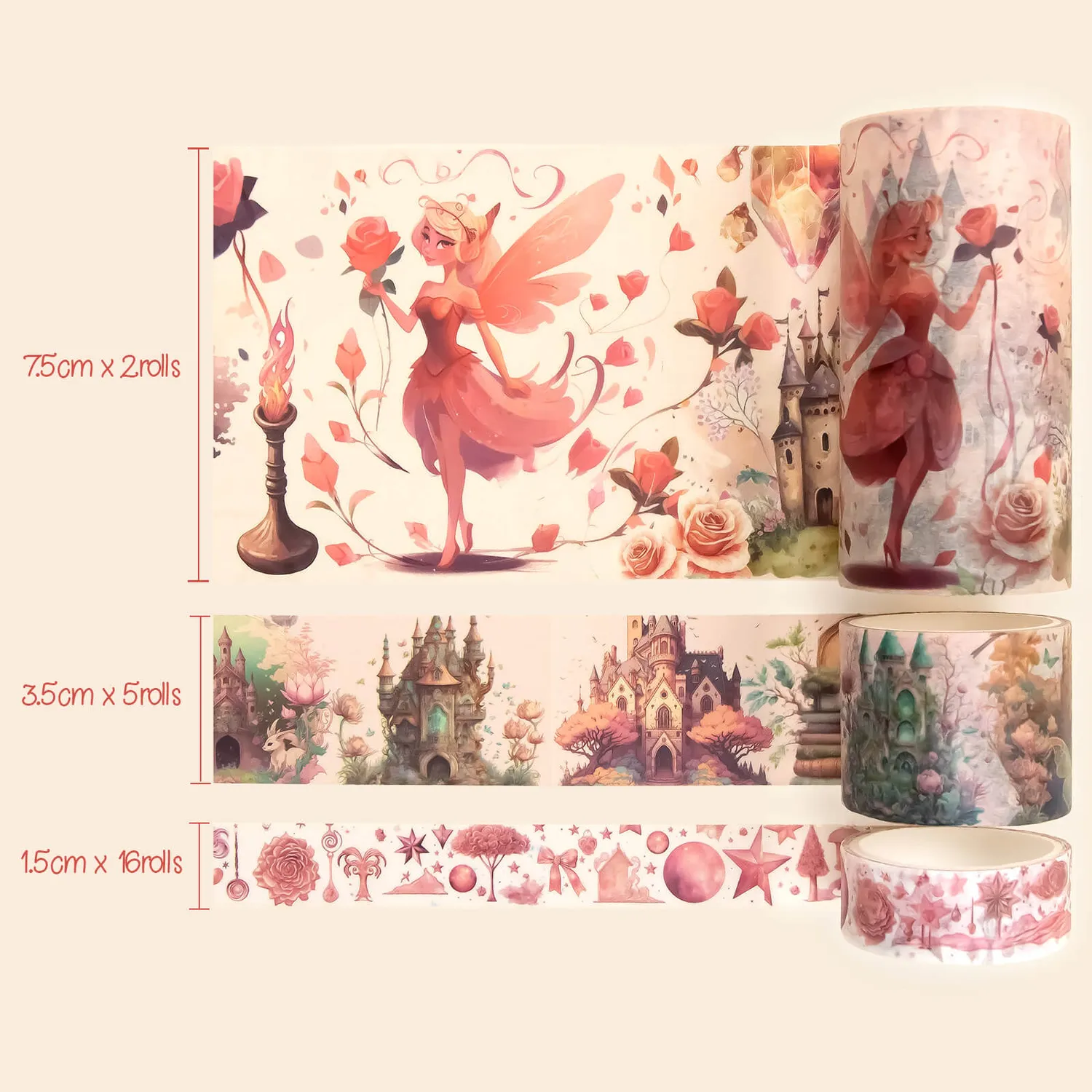 Ieebee Magic Fairy Washi Tape Set 23 Rollen Schloss Sterne