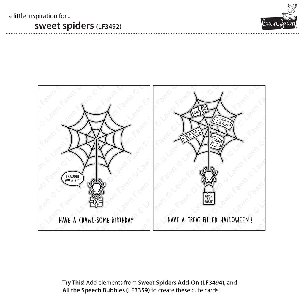 Lawn Fawn Sweet Spiders Clear Stamps Halloween