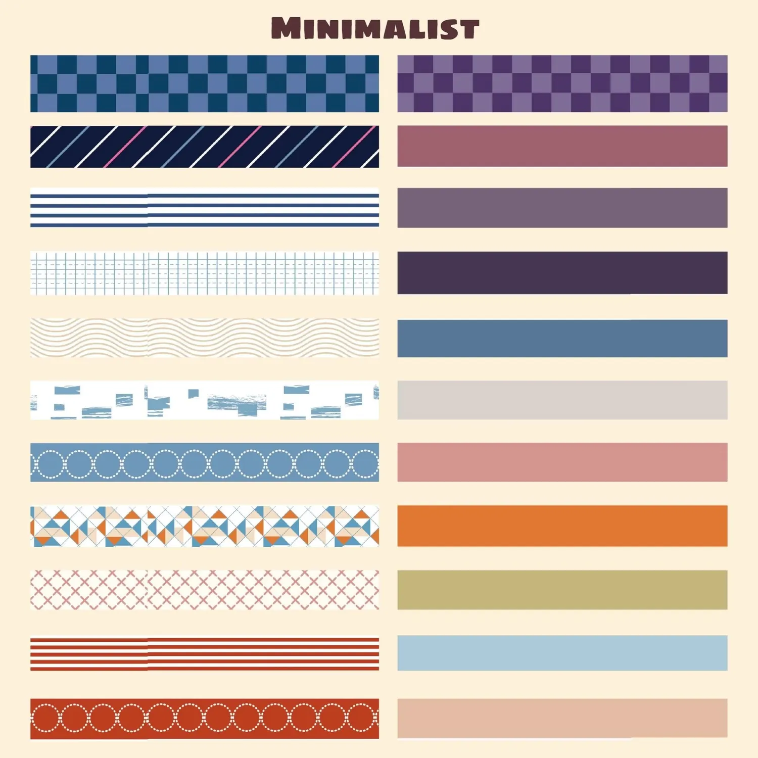Ieebee Minimalist Washi Tape 44 Rollen neutral Grid